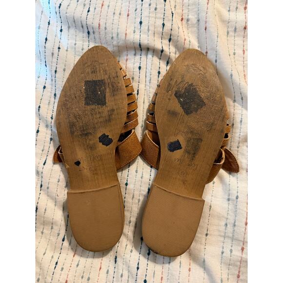 Mi.iM Eleanor Womens 6 Leather Sandals Closed Toe Thick Stitching Boho - Picture 2 of 3